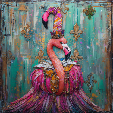 Mardi Gras Sign, Flamingo Sign, DCO-13053, Sign For Wreath, 10x10